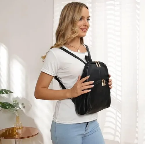Vista 2 de Nevenka mochila informal estilo cartera de imitación cuero con cierre para mujer