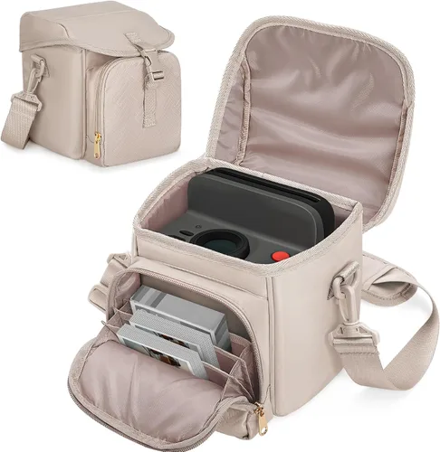 Vista 8 de Bolsa bandolera para cámara compatible con Polaroid Now 2ª/3ª cámara instantánea, bolsa cruzada con correa ajustable, color negro Crossbody Camera