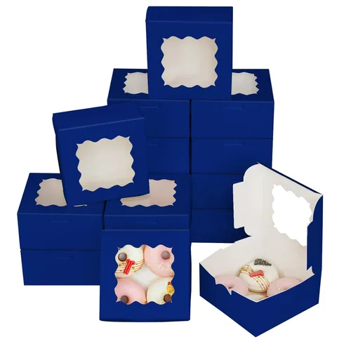 Vista 11 de Bakepacker 60 piezas Cajas para galletas negras de 6 x 6 x 3 pulgadas, fáciles de montar, cajas para macarrones y repostería con ventana para Negro