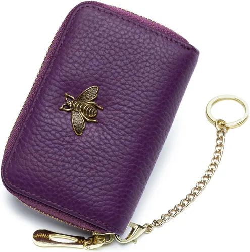 Vista 29 de imeetu Soporte para tarjetas de crédito RFID, cartera pequeña de cuero con cremallera para mujer