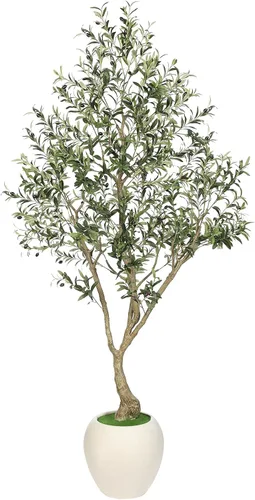 Vista 10 de Árbol de olivo sintético de 6 pies para interior con maceta, planta
