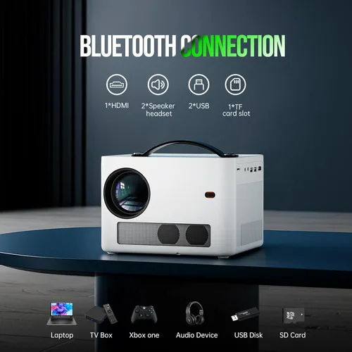 Vista 7 de Proyector con WiFi y Bluetooth, Proyector Nativo 1080P con Soporte 4K con Corrección Trapezoidal Vertical Automática, Proyector de Películas