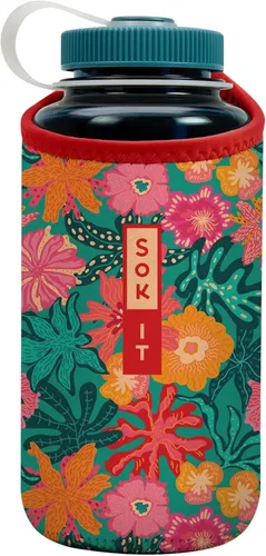 Vista 20 de Sok It BotlSok Funda para botella de agua con cubierta de neopreno aislante (Floral abstracto, se ajusta a CamelBak o Nalgene de 12 onzas)
