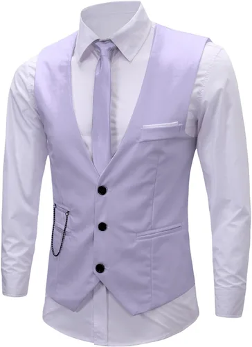 Vista 15 de Chaleco formal de negocios ajustado sin mangas para hombre Negro