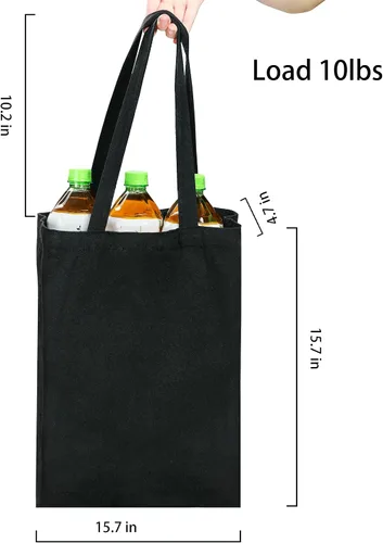 Vista 4 de Bolsas de lona – 2 bolsas reutilizables multiusos – perfectas para comestibles, compras y regalos de bricolaje