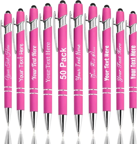 Vista 89 de Hasta 300 bolígrafos personalizados a granel con nombre personalizado con grabado gratis, puntas de lápiz capacitivo grabado, bolígrafo