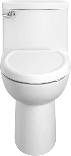 Vista 4 de American Standard 612AA001.020 Compact Cadet 3, inodoro de una pieza con asiento de cierre lento y anillo de cera, parte delantera alargada, Blanco