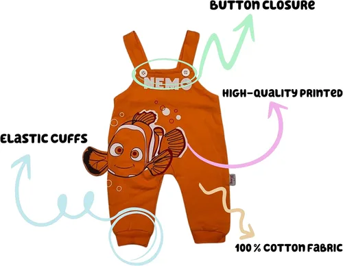 Vista 4 de Finding Nemo - Overol de algodón para bebé con camiseta de manga larga para recién nacidos y bebés, 2 piezas, unisex