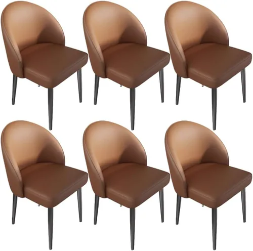 Vista 23 de YVYKFZD Juego de sillas de comedor, silla de comedor de cuero con respaldo curvo, sillas de cocina sin brazos, silla auxiliar tapizada cómoda