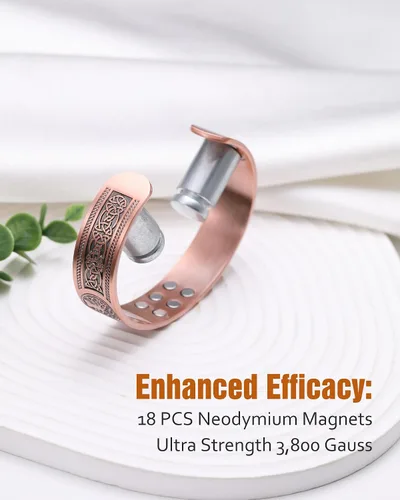 Vista 4 de Jecanori Pulseras magnéticas de cobre eficaces para hombres, pulsera magnética ultra fuerte con tamaño también