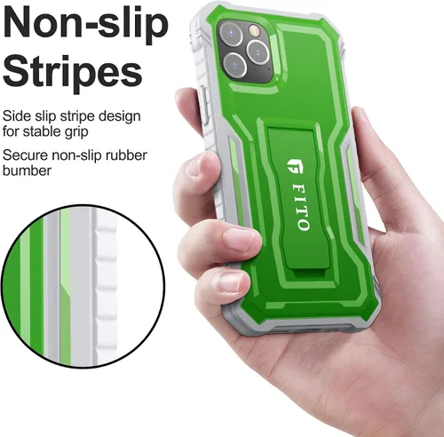 Vista 3 de FITO - Funda protectora de doble capa a prueba de golpes y cuerpo completo con protector de pantalla, soporte integrado