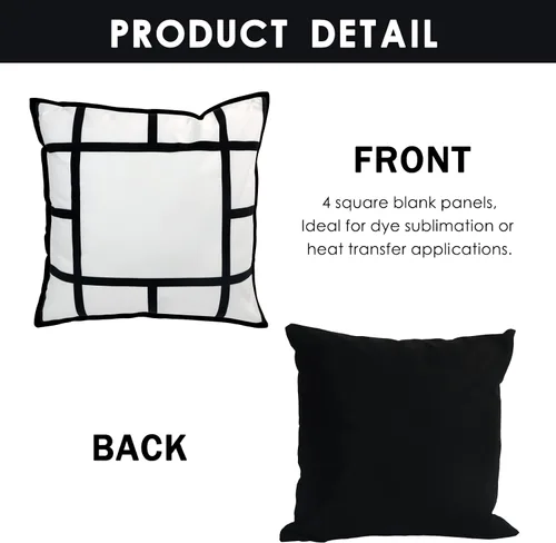 Vista 4 de 4 piezas de fundas de almohada de celosía en blanco para sublimación, fundas de cojín, fundas de almohada de 13 paneles para impresión