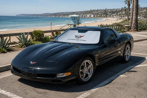 Vista 3 de C5 Corvette Parasol para parabrisas – Parasol reflectante plegable estilo acordeón – Protector de protección contra el calor UV de ajuste