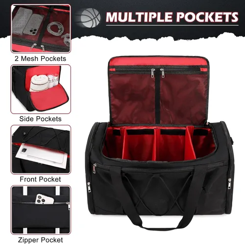 Vista 5 de Bolsa de deporte para viajes, deportes al aire libre, bolsa de zapatos para 4 pares de tenis hasta la talla 14, bolsa de viaje con 3 divisores