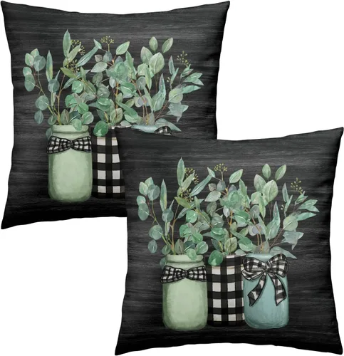 Vista 147 de Giwawa Juego de 2 fundas de almohada decorativas con diseño floral de girasol de 16 x 16 pulgadas, fundas de cojín decorativas para el hogar, sofá