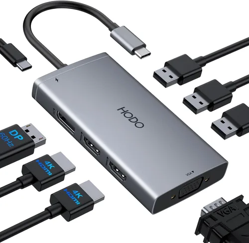 Vista 12 de Adaptador multipuerto USB-C para MacBook Air/Pro - Dongle HDMI 6 en 1 con puertos 4K, USB 3.0, lector de tarjetas SD/TF para MacBook M1/m2/m3/m4