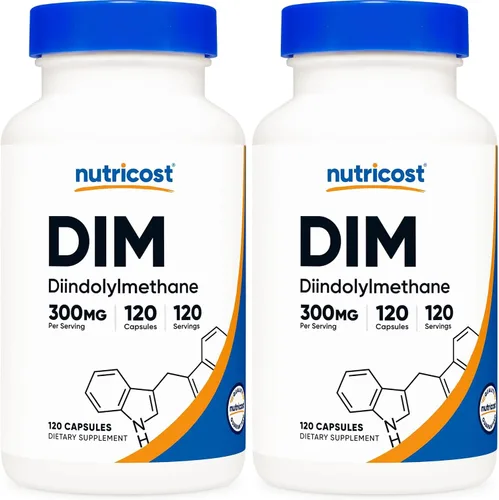 Vista 7 de Suplemento Nutricost Dim (diindolylmethane) 0.10 onzas, 120 cápsulas con Bioperine, 1 botella, 1