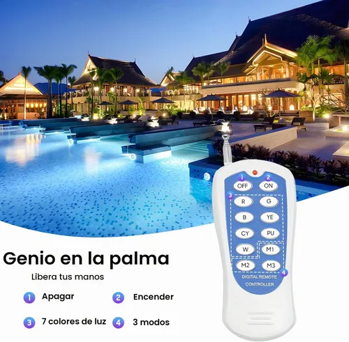 Vista 7 de 12V 54W Luz de piscina subacuática con cambio de color LED RGB IP68 con control remoto (54W)