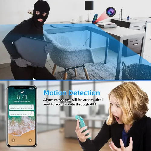 Vista 4 de Cargador de teléfono Cámara oculta, control de aplicación de visión de gran angular de 120°, detección de movimiento