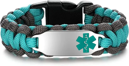 Vista 14 de Pulseras de identificación médica para mujeres y hombres personalizadas, pulseras de alerta médica con grabado personalizado gratuito para mujeres