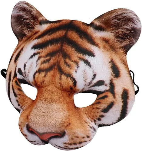 Vista 3 de Himine Animales Vestidas Mitad Cara Tigre Máscara Amarillo