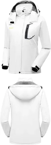 Vista 3 de Mden Chaqueta de esquí impermeable para mujer, resistente al viento, con aislamiento de forro polar