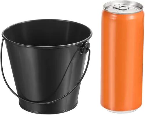 Vista 3 de PATIKIL Cubos de metal de colores de 4.7 pulgadas, paquete de 4 cubos para lápices, contenedores redondos de metal con asas para manualidades