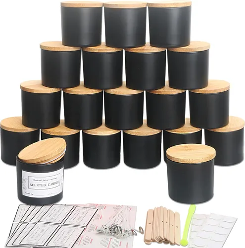 Vista 11 de MILIVIXAY Paquete de 20 tarros de vela de vidrio transparente de 4 onzas con tapas y kits de fabricación de velas, tarros pequeños vacíos a granel