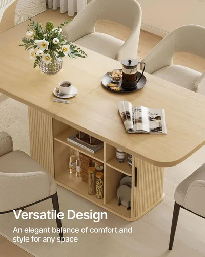 Vista 3 de SUNCOZE Mesas de comedor Mid-Centur para mesa de comedor rectangular de 4/6/8, 70.9 pulgadas con mesa grande y puertas correderas de tambor, mesa