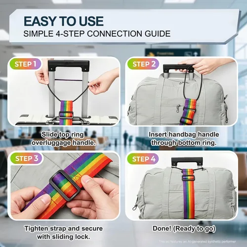 Vista 5 de Correas de equipaje para maletas, correas de conector de equipaje ajustables fuertes y multiusos, cinturón de sujeción elástico ajustable, añade una