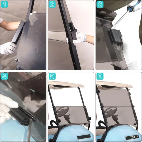 Vista 8 de 10L0L Parabrisas plegable para carrito de golf para Club Car Precedent 2004 en adelante, Tempo y modelos posteriores 2017 en adelante, resistente a