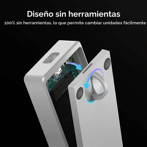 Vista 6 de SABRENT Carcasa de aluminio sólido SSD M.2 NVMe sin herramientas con certificación Thunderbolt 3 (EC-T3NS)