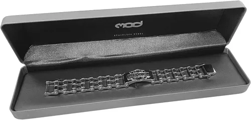 Vista 4 de Harley-Davidson Mens Bar & Shield Emblem Bike Chain Steel Bracelet HSB0146