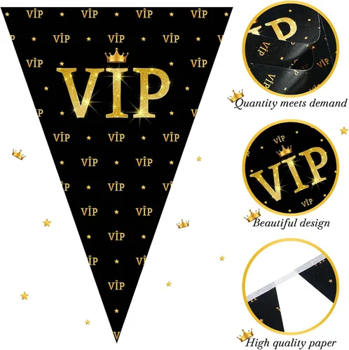 Vista 3 de Faccito Banderines VIP de 49 pies, decoraciones de noche de película, banderines triangulares para fiesta VIP, banderines nocturnos de película