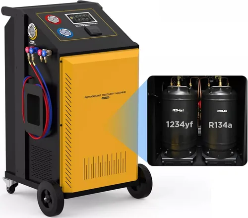 Vista 10 de LM707 Máquina automática de recarga de recuperación de CA, tanque interno de 26.5 lbs y escala de alta precisión incorporada (± 0.35 oz)