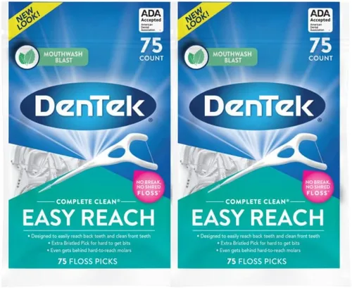 Vista 11 de DenTek Complete Clean - Púas de hilo dental de fácil alcance, sin romper y sin triturar, 75 unidades (el paquete puede variar) Dental Flossers