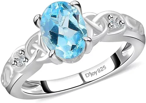 Vista 12 de Shop LC Blue Topaz Birthstone Ring for Women in 925 Sterling Silver Topacio azul