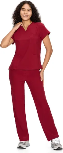Vista 36 de COZYFIT Scrubs for Women Set - V-Neck & Straight Leg Pants with 9 Pockets Negro
