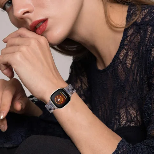 Vista 6 de Correa de reloj de resina compatible con Fitbit Versa 4/Sense 2/Versa 3/Sense 1, pulsera brazalete de moda ligera y ajustable de repuesto
