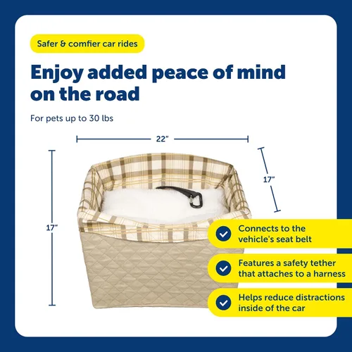 Vista 6 de PetSafe Solvit Asiento de seguridad para perros, grande, Deluxe, Marrón topo Rigid Frame, No Tools, Quilted Liner and Pillow, Machine Washable