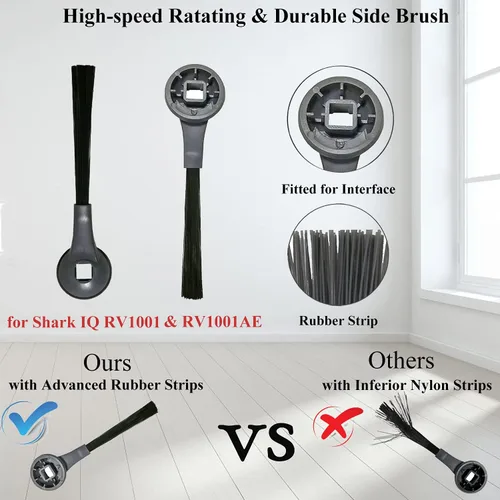 Vista 4 de Juego de accesorios de repuesto para Shark IQ R101AE (RV1001AE), IQ R101 (RV1001) Robot Aspirador, paquete de 4 filtros, 6 cepillos laterales, 2