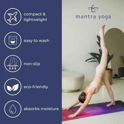 Vista 4 de Mantra Yoga Travel PRO 1.5mm con almohadilla para las rodillas - Esterilla plegable para fitness y ejercicio con bolsa Ligera, compacta