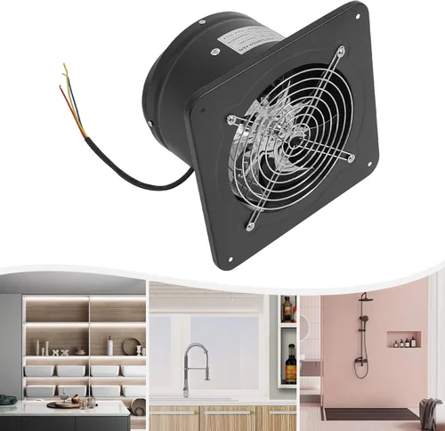 Vista 3 de DNYSYSJ Ventilador de escape de 7 pulgadas, extractor de ventilación axial de metal industrial, ventilador de aire comercial, extractor, montaje