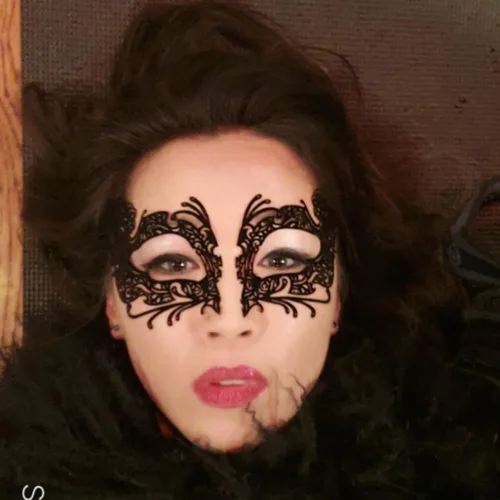 Vista 3 de Disfraz de encaje de tatuaje para Halloween, fiesta veneciana, máscara de mascarada para mujer, espectáculo de cosplay, 1 unidad