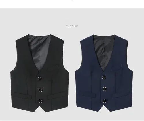 Vista 4 de Fankeshi Chaleco de traje formal de 4 botones para niño