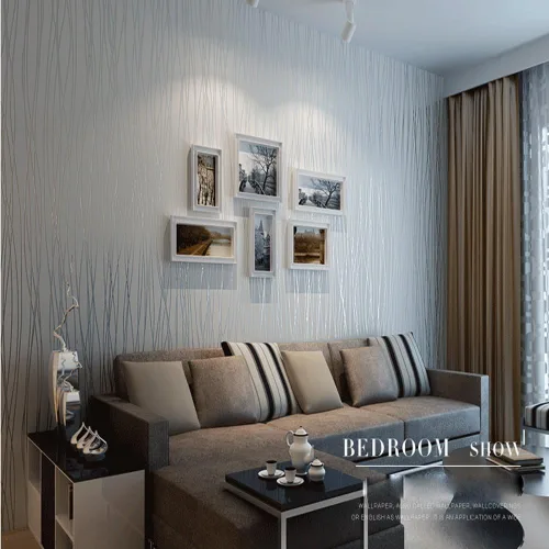 Vista 2 de Q QIHANG - Papel pintado clásico a rayas, diseño de rayas, color plateado y gris Non-woven,Modern Fashion,For Living Room Bedroom,KTV,Bar,TV