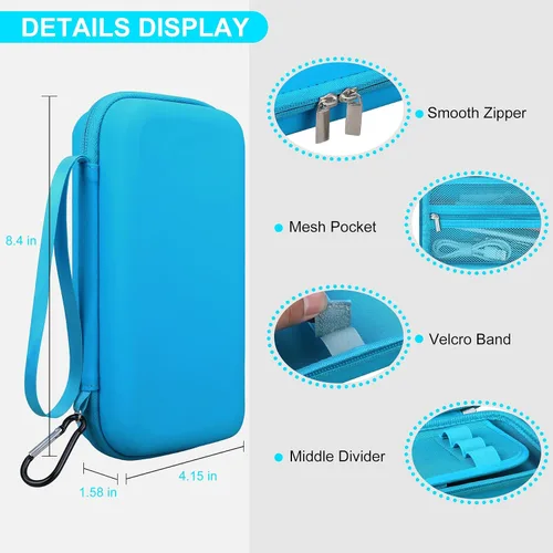 Vista 4 de BOVKE Funda rígida para calculadora de colores Texas Instruments TI-84 Plus CE, TI-84 Plus/TI-83 Plus CE, bolsillo con cremallera adicional para Azul