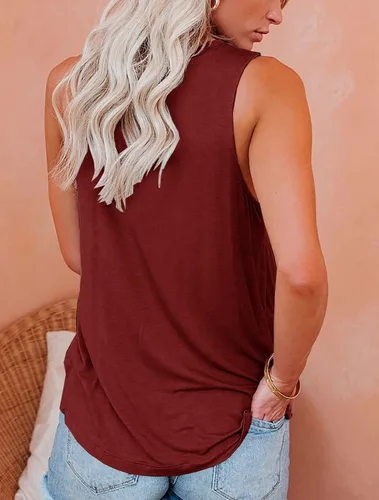 Vista 27 de JAWINT Camisetas casuales sin mangas para mujer, cuello redondo, sin mangas, holgadas, holgadas
