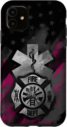 Vista 8 de EMT EMS Firefighter Pink Smoke Line USA American Flag Case for iPhone 17