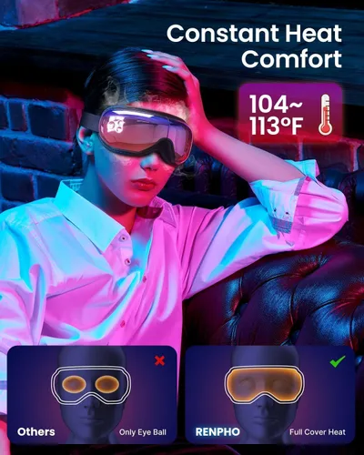 Vista 3 de RENPHO Eyeris 1 masajeador de ojos con calor, máscara de ojos de masaje H-gradiente púrpura